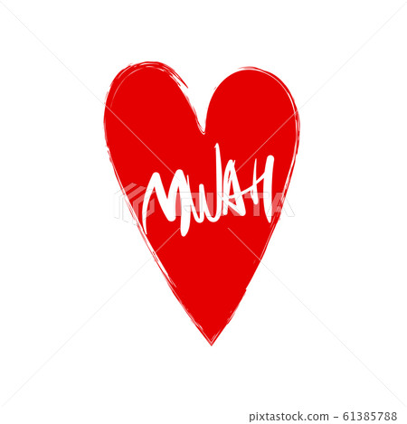 Red heart in grunge style isolated on white background 61385788