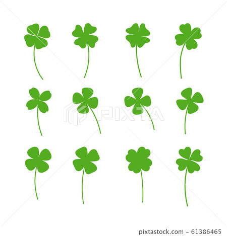 Clover leaf plant icon set. Symbol for St. Patricks Day and luck. Vector illustration isolated 61386465