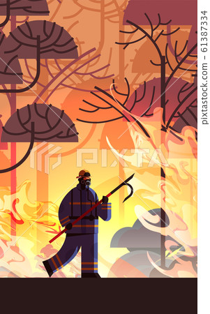 brave firefighter holding scrap extinguishing dangerous wildfire fireman fighting with bush fire firefighting natural disaster concept intense orange flames full length vertical brave firefighter holding scrap extinguishing dangerous wildfire fireman fighting with bush fire firefighting natural disaster concept intense orange flames full length vertical 61387334