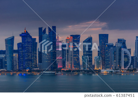 Doha at night. Qatar Doha at night. Qatar 61387451