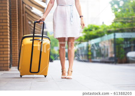 Girl traveler and suitcase Girl traveler and suitcase 61388203