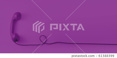 A vintage dial telephone handset with violet background.  61388399