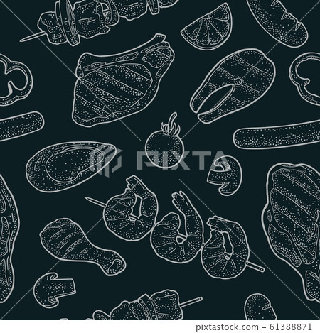 Seamless pattern barbecue grill. Top view - Stock Illustration ...