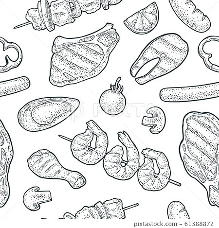 Seamless pattern barbecue grill. Top view - Stock Illustration ...