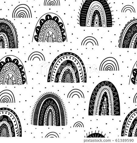 Scandinavian rainbows seamless pattern Scandinavian rainbows seamless pattern 61389590