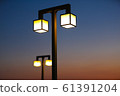 Sunset on the seaside street lights 61391204