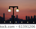 Sunset on the seaside street lights 61391206