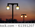 Sunset on the seaside street lights 61391207