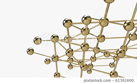 The Abstract design connection design gold sphere network structure 3d rendering. The Abstract design connection design gold sphere network structure 3d rendering. 61391600