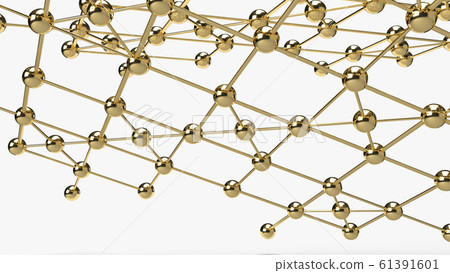 The Abstract design connection design gold sphere network structure 3d rendering. The Abstract design connection design gold sphere network structure 3d rendering. 61391601