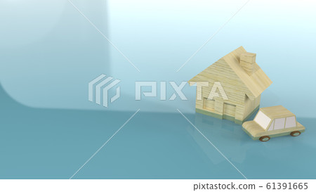 The home and car wood toy in water 3d rendering for flood content. The home and car wood toy in water 3d rendering for flood content. 61391665
