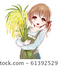 稻農材料收穫稻穗女孩 61392529