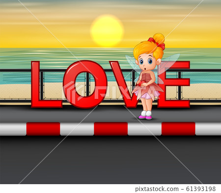 Cute little love fairy in love background Cute little love fairy in love background 61393198