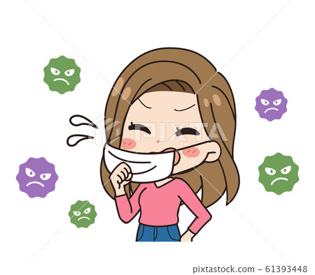 一個女人擔心感染的斜插圖 61393448