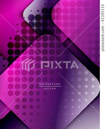 Rounded squares shapes composition geometric abstract background. 3D shadow effects and fluid gradients. Modern overlapping forms. 61395114