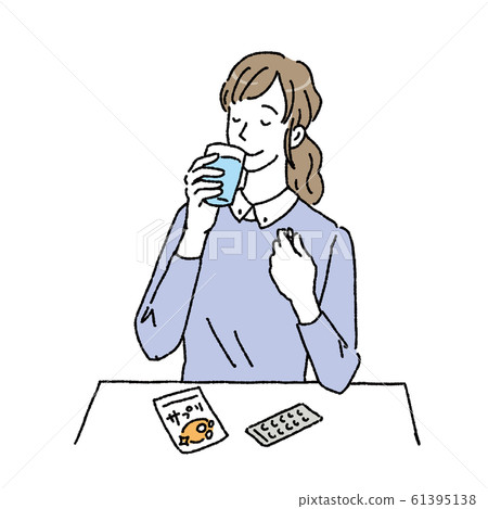 A woman drinking supplements Illustration Supplements 61395138