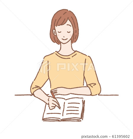 一個女人寫一個筆記本 一個女人寫一個筆記本 61395602