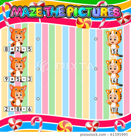 Worksheet with exercises for children on addition and subtraction. Solve counting and connecting to each result Worksheet with exercises for children on addition and subtraction. Solve counting and connecting to each result 61395995