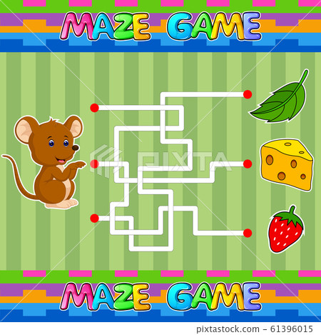 Help mouse find the right path to cheese. Labyrinth. Maze game for kids of illustration Help mouse find the right path to cheese. Labyrinth. Maze game for kids of illustration 61396015