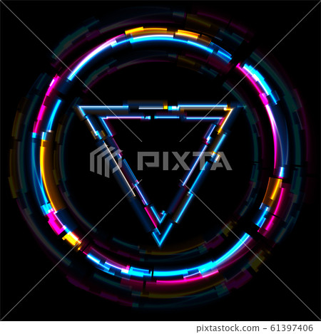 Colorful neon glitch triangle and circle abstract 61397406