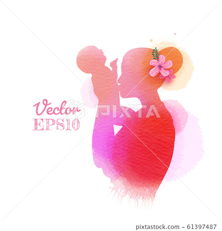 Happy mother's day. Side view of Happy mom kissing Happy mother's day. Side view of Happy mom kissing 61397487