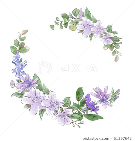 Watercolor hand drawing wreath of spring... - Stock Illustration ...