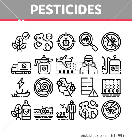 Pesticides Chemical Collection Icons Set Vector 61399521