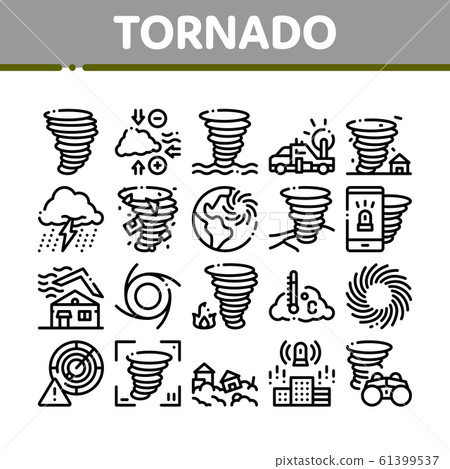 Tornado And Hurricane Collection Icons Set Vector - Stock Illustration ...