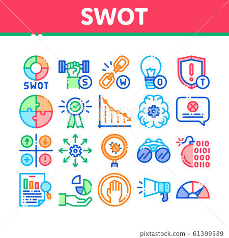Swot Analysis Strategy Collection Icons Set Vector 61399589