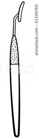 Mouth mirror for dentist side view in black lines Mouth mirror for dentist side view in black lines 61399769