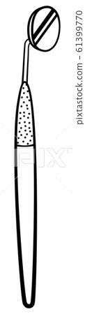 Mouth mirror for dentist in black lines on white Mouth mirror for dentist in black lines on white 61399770