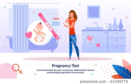 Pregnancy Test Trendy Flat Vector Banner Template Pregnancy Test Trendy Flat Vector Banner Template 61399778