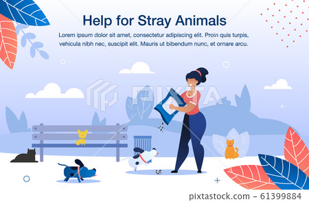 Help for Stray Animals Flat Vector Banner Template 61399884