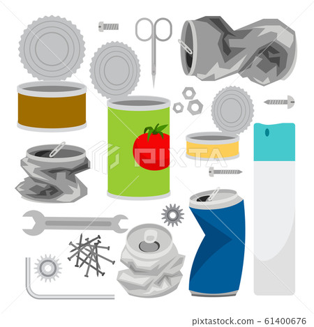 Metal trash icons collection 61400676