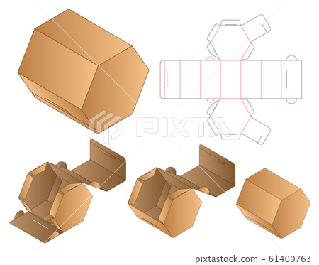 Paper Bag packaging die cut template design. 3d mock-up 61400763