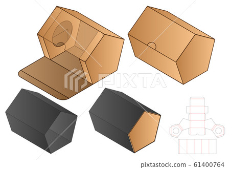 Paper Bag packaging die cut template design. 3d mock-up 61400764
