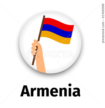 Armenia flag in hand, round icon Armenia flag in hand, round icon 61400996