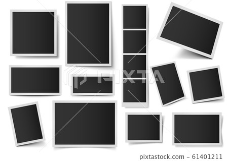 Photo card frames. Rectangular instant photos, square snapshot frame and photo snap with realistic shadow vector set. Blank 3d frames pack. Plastic borders isolated on white background Photo card frames. Rectangular instant photos, square snapshot frame and photo snap with realistic shadow vector set. Blank 3d frames pack. Plastic borders isolated on white background 61401211