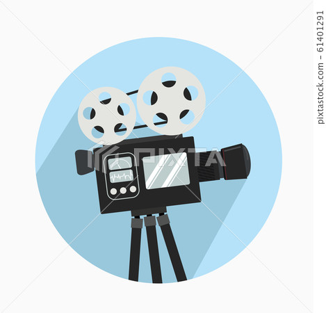 retro cinema film camera with long shadow 61401291