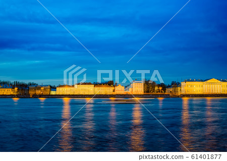 Night view on the spit of Vasilievsky island. Night view on the spit of Vasilievsky island. 61401877