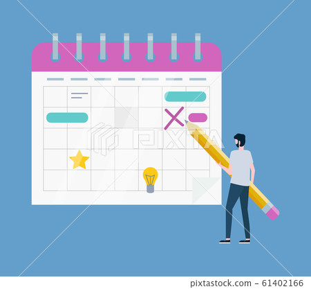 Calendar and Man with Pencil, Time Management 61402166
