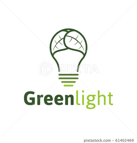 Creative Abstract Green Bulb Leaf logo Ideas. Creative Abstract Green Bulb Leaf logo Ideas. 61402469