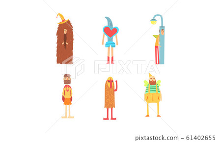 Freak Funny Men in Fancy Costumes Collection, Freaky Masquerade or Carnival Costume, Creative Crazy Party Vector Illustration Freak Funny Men in Fancy Costumes Collection, Freaky Masquerade or Carnival Costume, Creative Crazy Party Vector Illustration 61402655
