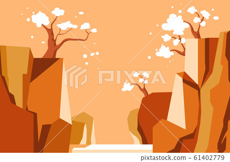 Sakura and cliffs near river, Asian landscape view Sakura and cliffs near river, Asian landscape view 61402779