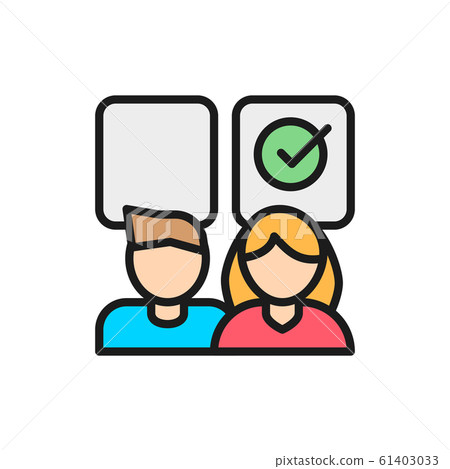 Business gender gap equality, female advantage flat color line icon. Business gender gap equality, female advantage flat color line icon. 61403033