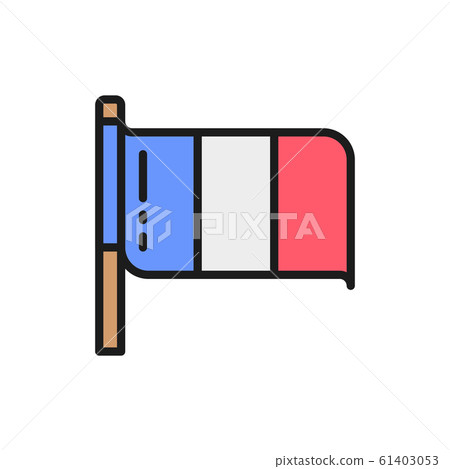 Flag of France flat color line icon. Isolated on white background Flag of France flat color line icon. Isolated on white background 61403053