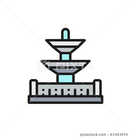 Fountains in the Place de la Concorde, landmark of Paris, France color line icon Fountains in the Place de la Concorde, landmark of Paris, France color line icon 61403054