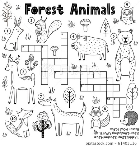 Black and white crossword for kids with forest... - Stock Illustration  [61403116] - PIXTA