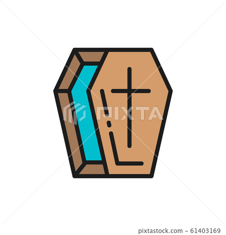 Coffin, tomb flat color line icon. Isolated on white background 61403169