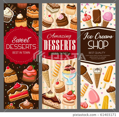 Sweet desserts, pastry cakes and bakery biscuits Sweet desserts, pastry cakes and bakery biscuits 61403171